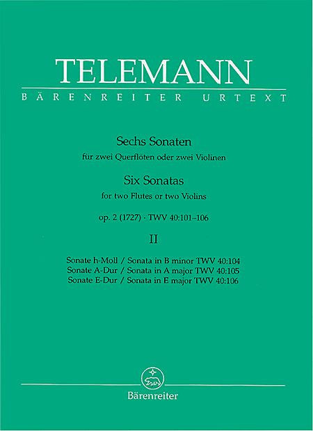 Telemann, Georg Philipp : Six Sonatas for 2 Flutes, Vol. 2
