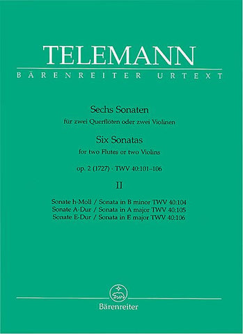 Telemann, Georg Philipp : Six Sonatas for 2 Flutes, Vol. 2