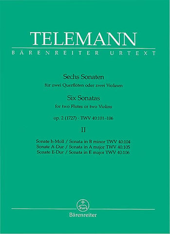 Telemann, Georg Philipp : Six Sonatas for 2 Flutes, Vol. 2